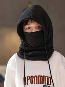 Kids Fleece Warm Hat, Autumn/Winter Student Cycling Windproof Hat Scarf, Unisex Thick Thermal Headwear - 1PC - View 2