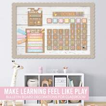 Classroom Calendar Set Bulletin Board Decor – School Calendar For Classroom Elementary & Preschool, Bulletin Board Decorations With Weather Chart & Seasons, Teacher Must Haves - Beige - View 7