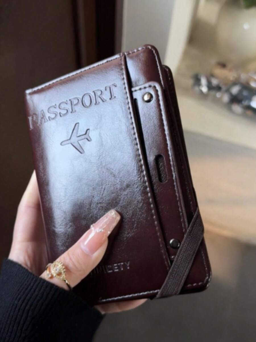 1 件多功能护照夹和卡夹，PU 皮革护照套，适合旅行、学校、度假、商务旅行、男女通用，多功能护照夹卡夹身份证登机牌、储物袋票夹钱包一体式女士 - 彩色 - 查看 1