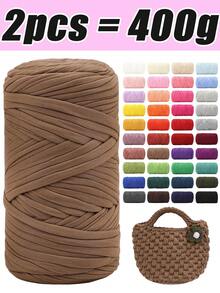 1/2 piezas Hilo de camiseta premium - 200g/pieza Hilo elástico de alta calidad, hilo de poliéster suave y elástico para proyectos de ganchillo vibrantes, ideal para decoración del hogar, manualidades DIY como tejido DIY, proyectos de ganchillo, bolsos tejidos a mano, cestas, mantas, alfombras, zapatos, pantuflas, cojines y muñecas, hilo multicolor | Hilo de poliéster | Hilo acrílico | Accesorios de tejido