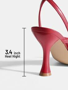 Women Minimalist Kitten Low Heel Thong Heeled Sandals, Fashion Square Toe Ankle Strap Heeled Sandals For Wedding Party Casual Wearing Dressy Occasions - 紅色 - 查看 4