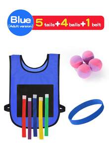 Kids Tail Pulling Game Set, Parent-Child Interactive Sticky Ball Vest + Tail Pulling Toy, Sensory Training Dodge Ball Physical Exercise, Outdoor Multi-Person Chase Game, School Sports Supplies, Christmas/Thanksgiving Party Game Props, Halloween Children's Gift Set (Random Color Details)