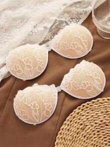2 Pairs Of Lace Gathered Comfortable Palm - Shaped Bras + 10 Pcs Nipple Covers, Invisible Self - Adhesive 3CM Breast Augmentation To Achieve The Effect Of Enlargement, With Invisible Shoulder Straps, Suitable For All Occasions - Multicolor - View 4