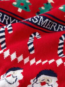 Kids' Cute Santa Claus & Christmas Tree Pattern Long Sleeve Sweater, Christmas Gift, Crew Neck Pullover Suitable For Christmas Party, Daily Wear, Spring, Autumn, Winter - Red - View 10