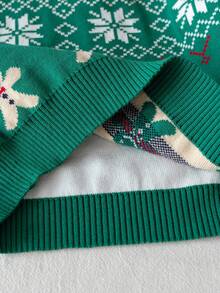 Kids Boys Girls Christmas Santa Claus & Christmas Tree Pattern Long Sleeve Sweater, Christmas Gift, Christmas Snowflake Crew Neck Pullover, Suitable For Christmas Party, Daily Wear, Spring, Autumn, Winter