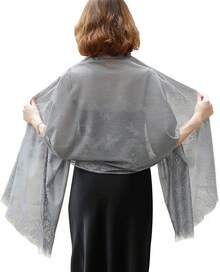 RIIQIICHY Shawls And Wraps For Evening Dresses Scarfs For Women Pashmina Wedding Formal Shawlhalloween - 灰色-3 - 查看 12