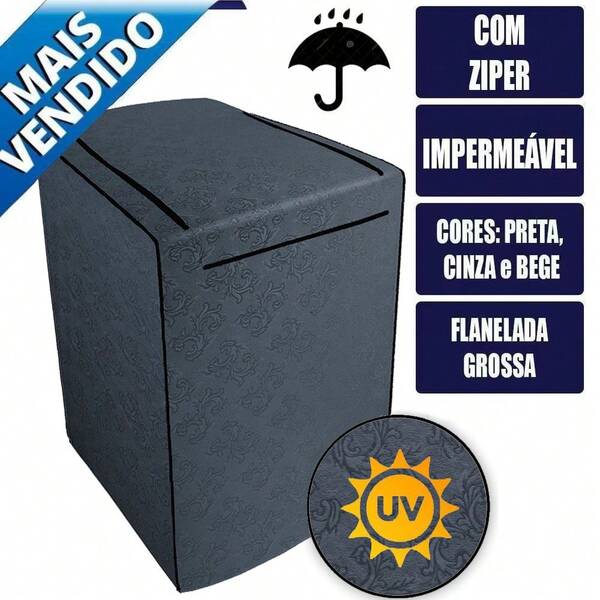 Capa Máquina de Lavar Roupas Com Ziper Impermeável Korino 8 9 10 11 12 13 14 15 16 17 18kg Electrolux Consul Brastemp