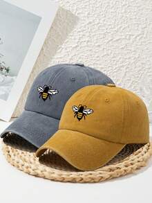 1 件女士可爱蜜蜂印花个性化户外运动水洗复古可调节蜜蜂休闲可爱涤纶印花沙滩软顶棒球帽，适合春夏秋冬 - 多色 - 查看 26