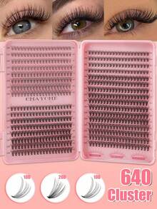 640片D型卷翘单根假睫毛，10-16mm混合长度，高浓密10D/20D混合分段假睫毛册，D型卷翘浓密纤长睫毛，适合日常佩戴，易于使用，睫毛簇，单根假睫毛，假睫毛 - D - 查看 12
