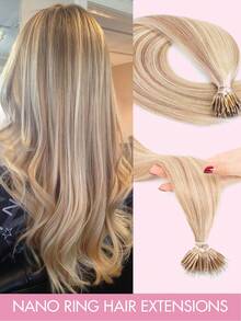 50 Peças Extensões de Cabelo Humano com Anéis Nano, 0,7g/Fio, Micro Links Loiros Retos Pré-Colados, Aplique de Cabelo Feminino, Material de Cabelo Natural, Fácil de Instalar, Acessórios de Cabelo, Extensões de Cabelo Humano com Luzes, Essenciais para Feriados, Festivais, Halloween, Natal, Escola, Festa, Casamento, Uso Diário, para Todas as Pessoas e Mulheres, Noiva