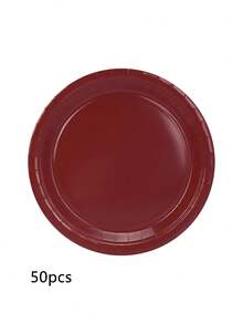 10pcs/20pcs/50pcs Burgundy Paper Plates Wine Red Paper Plates Round Dinner Plates Hot Cold Food Tableware Bulk7 Inch Cake Snack Plates For Daily Use Party Supplies Birthday Camping Picnic Festival Christmas Table Decorations - Brown-red - View 7