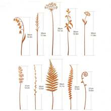 1 Set mit 10 Metallstäben, dekoriert mit Metallblumen, für Innen- und Gartendekoration, künstliche Blumenvasen-Dekorationen, Heimdekoration, Stäbe für Höfe, Außenrasen, Höfe, Gehwege und Gärten.