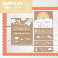 Classroom Calendar Set Bulletin Board Decor – School Calendar For Classroom Elementary & Preschool, Bulletin Board Decorations With Weather Chart & Seasons, Teacher Must Haves - Beige - View 6