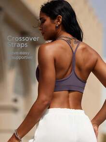 Tender Angel 2pcs Women Sports Bra Set, Removable Padded One-Shoulder Minimalist Racerback Yoga Bra Tops - Multicolor - View 7