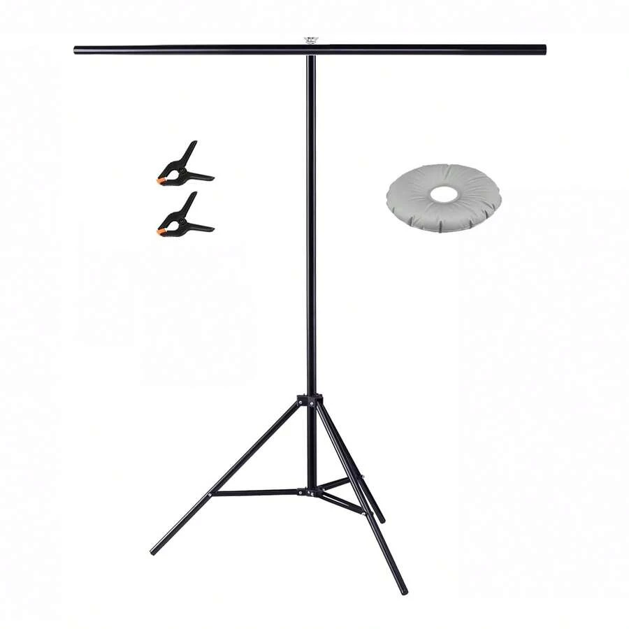 Suporte Portátil para Bottom de Foto em Formato T de 6,5*7 pés - Suporte Ajustável para Bottom Verde para Sessões Fotográficas, Aniversários, Casamentos, Festas