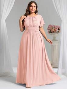 EVERPRETTY 优雅雪纺长款粉色伴娘礼服，适合秋季婚礼及婚礼宾客穿着 - 淺粉色 - 查看 7