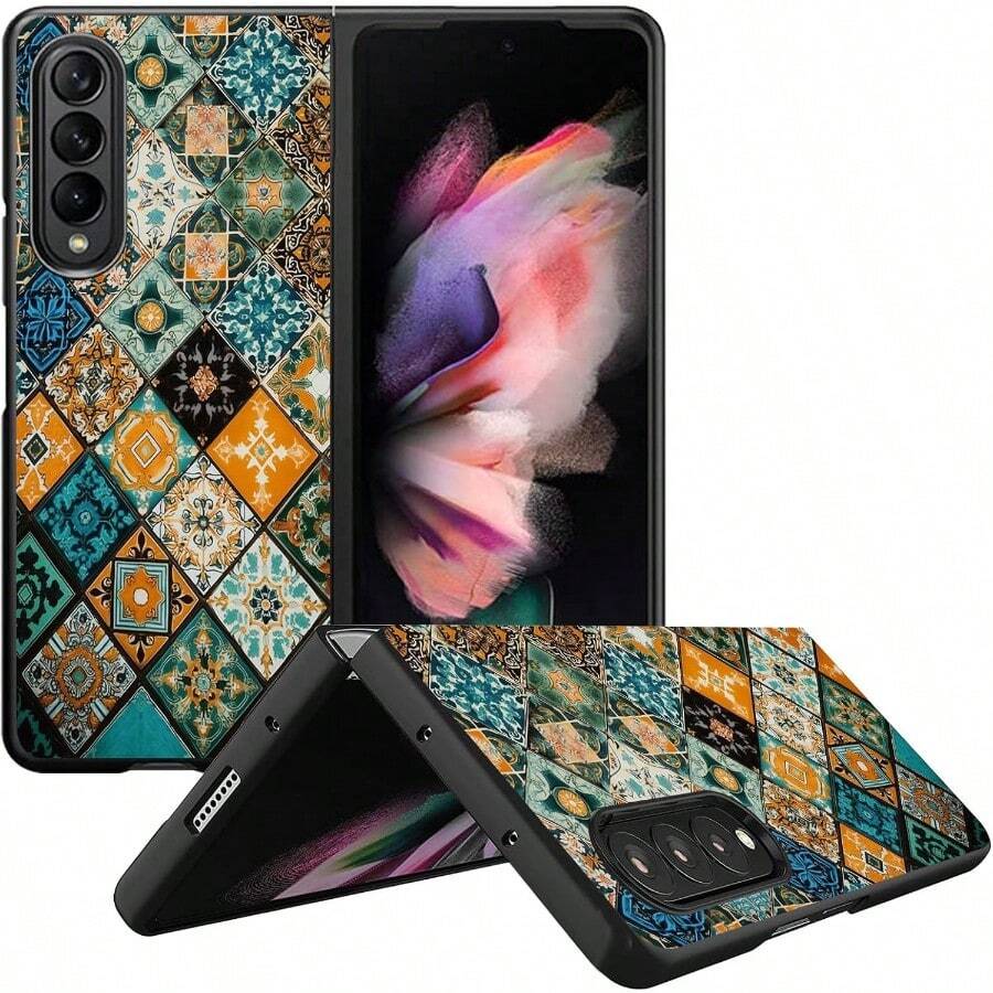 Floral, Animal And Galaxy Print Pattern Foldable Phone Case Compatible With Sam Galaxy Z Flip 3 4 5 6 7 Folding Case Design For Moto Razr 40 50 60 Ultra Cute Phone Case For Girl And Women - 藝術曼陀羅 - 查看 1
