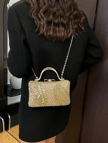 Dedoo 新款镶钻闪亮晚宴手拿包，带流苏装饰，女士礼物，适合派对、婚礼、宴会等场合 - 金色 - 查看 6