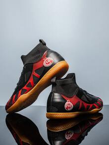 室内足球鞋 男童五人制训练足球鞋 专业男士足球鞋 真皮平底鞋 - 黑色 - 查看 5