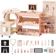 ROBUD Wooden Doctor's Activity Center Toy Set For Kids Pretend Play - Pink - View 7