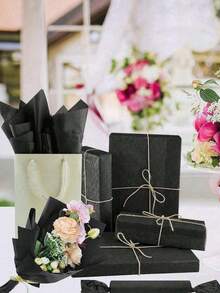 200/100/50 Sheets 20"X14" Black Tissue Paper Bulk For Gift Bags Wrapping Paper For DIY Crafts Birthday Halloween Festival Holidays Decorative