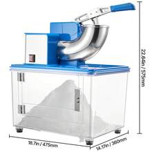 Commercial Ice Crusher 661LBS/H, 350W Electric Snow Cone Machine With 4 Blades, 2000RPM Stainless Steel Shaved Ice Machine With 11 Gal Crushed-Ice Box, For Family Restaurants Bars, Blue - Blue with case: 661 lbs/h, 350W - 查看 10