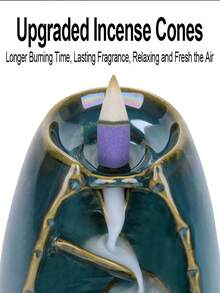 60/120 piezas Conos de incienso de flujo inverso Cascada de incienso Rosa Tulipán Jazmín Lavanda Rosa para quemador de incienso de flujo inverso Soporte Natural | Regalo de meditación y yoga