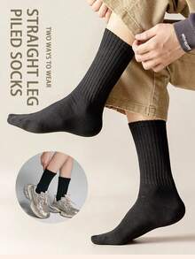 3 Pairs Women's Outdoor Sports Socks, Warm, Moisture-Wicking, Breathable For Fitness, Cycling, Hiking, Yoga, Minimalist Design, Classic College Style Crew Socks (No Card), Fall