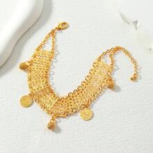 1件复古中东手工金属流苏手链，奢华阿拉伯宫廷风格，适合派对、节日佩戴，情人节配饰