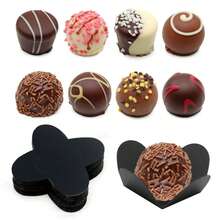 50pcs Chocolate Packaging Trays, Chocolate Paper Truffle Packaging Paper Chocolate Cup Liners, Folding Flower-Shaped Wrapper Candy & Dessert Base For Wedding, Dessert Cups For Muffins, Valentine's Day Chocolate Paper Tray, Suitable For Candy, Chocolate, Birthday Tray And Baking Tools, Christmas Decorations, Gift Tea Parties - Multicolor - View 7