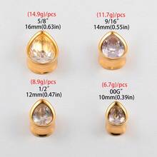 2 chiếc ống xỏ khuyên tai hình giọt nước bằng thép không gỉ chất lượng cao hình giọt nước bằng zirconia, dụng cụ mở rộng lỗ xỏ khuyên tai, đồ trang sức cơ thể, nút tai, dụng cụ kéo giãn - Giọt nước - Xem 11