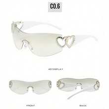 1 Pcs/Set Y2K Cutout Frameless Heart-Shaped Sunglasses, Multiple Colors Available Perfect For Daily Dates, Commuting, Street Style Outfits, Or As A Gift. Includes A Glasses Case. - 白色腳燈水銀 - 查看 2