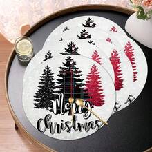 2 pièces/4 pièces/6 pièces Sets de table en diatomite imprimés avec motif sapin de Noël, décoration de maison, convient pour les cadeaux de Noël, décorations de Noël, applicable à la table à manger, au bar à café, toutes saisons, sets de table lavables, décoration de chambre, sous-verres, tapis d'égouttage, sets de table pour cuisine et salle à manger, décorations de fête intérieure/extérieure, décoration de maison, cadeaux idéaux