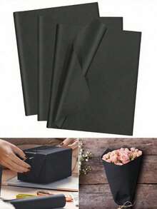 200/100/50 Sheets 20"X14" Black Tissue Paper Bulk For Gift Bags Wrapping Paper For DIY Crafts Birthday Halloween Festival Holidays Decorative