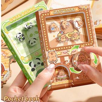 Anteckningsbok med tecknad Gashapon-maskin, memobok, presentanteckningsbok med stressavlastning, färgglad anteckningsbok, fickanteckningsbok i inredningsstil, söt minianteckningsbok för studenter, bärbar tom anteckningsbok, daglig planerare, studentexklusiv