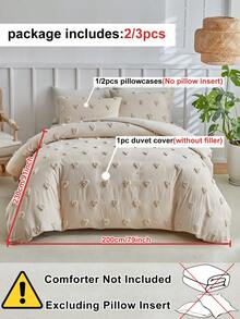 2/3pcs Khaki Heart Pattern Tufted Textured Polyester Duvet Cover Set, Cute Modern Bedding Set For All Seasons, Boho Comforter Cover, Soft, Breathable, Machine Washable, (1 Duvet Cover + 1/2 Pillowcases) - Khaki - View 4