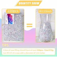 Holographic Rocks 220PCS Dazzling Vase Fillers Acrylic Crystals Beads Marbles 13OZ Glass Gems Centerpieces Table Decoration Party Wedding Birthday