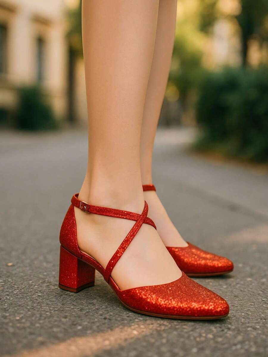 Comfortable High-End Women's Evening Dress Heels - Red - View 1