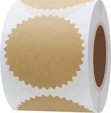 Hybsk - 300 etiquetas de sellado con certificado metálico dorado de 2 pulgadas con bordes dentados y calcomanías de grabado legales (Papel Kraft) - Papel Kraft - Ver 13