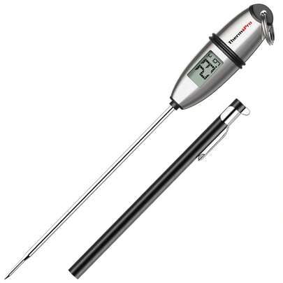 ThermoPro TP02S Digital Meat Thermometer, Instant Read Thermometer For Air Fryers Cooking, 13.5cm Temperature Probe With Tip Cover, Auto-Off And Non-Slip Ring, Ideal For Cooking BBQ Sugar Jam Kitchen