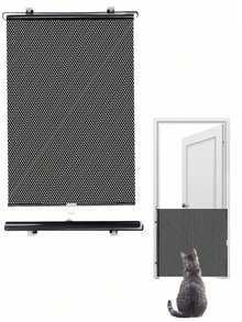 Puerta de versátil para mascotas - Puerta extensible para mascotas, portátil y ajustable - Puerta de para perros para interiores y exteriores - Fácil instalación como barrera para escaleras - Se puede usar para aumentar la altura de una puerta de para mascotas - Tela sin malla - Material de PVC - Negro - Ver 5