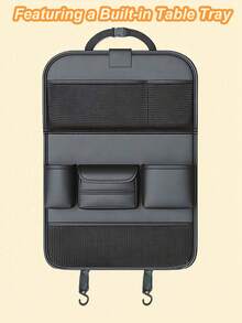 1pc Car Seat Back Storage Organizer Rack, Foldable Tray - Multifunctional Car Storage Box, Large Capacity Organizer Bag, Adjustable Straps, Easy Installation, Extendable Bottom, Various Storage Options, Keeps Car Interior Tidy And Durable, Easy To Clean