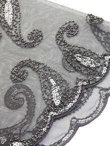 BABEYOND 1920s Shawl Wraps Sequin Beaded Evening Cape Bridal Shawl Bolero Flapper Cover Up - Xám - Xem 4