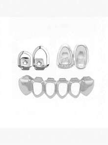 3Pcs 14k Copper Hollow Heart Cutout Clip-On Tooth Jewelry, Y2K Grillz Valentines Halloween Decor Grills For Teeth Wome - Multicolor - View 5