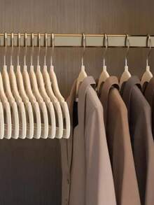 1pc/10pcs/20pcs White, Pink, Black, Gray Plush Clothes Hangers For Home Use, No Trace, Anti-Shoulder Corner, Anti-Slip, Can't Lift Bags, Clothes Drying Support, Organizer, Dry And Wet Dual-Use (Slight Color Difference Defects Do Not Affect Use)