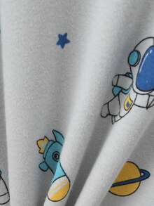 Set de 4 piezas de ropa interior de algodón con estampados de dinosaurios, espacio y astronautas para niños, incluye camiseta de manga larga gruesa y pantalones de pijama, ropa interior térmica de algodón - Multicolor - Ver 7