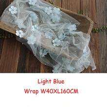 3件套婴儿珍珠襁褓毯、枕头和发带套装，新生儿摄影道具，花卉雪纺襁褓，串珠薄纱，DIY男宝宝/女宝宝摄影配件，网纱背景毯 - 彩色 - 查看 14