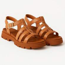 Kit 2 Pairs Of Comfortable And Stylish Women's Summer Sandals With Buckle - Live - Caramel + Đỏ - Xem 3