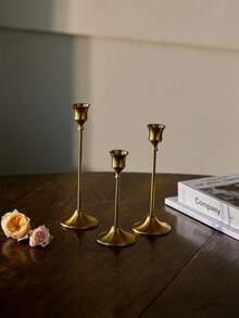 3 Peças Suportes de Vela de Metal Latão na Cor Dourado/Preto, Decorativo Vintage e Moderno, Castiçal Central para Lareira, Casamento, Festa de Natal, Presente de Inauguração, Decorações de Natal, Decoração de Quarto de Inverno