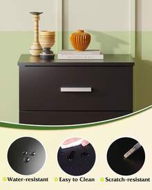Night Stand, Wood Nightstand With 3 Storage Drawers, Bed Side Table For Bedroom, Living Room, Dorm, Modern Minimalist Bedside Table - 黑色 - 查看 5